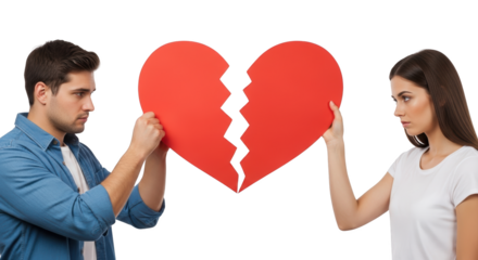 Couple Holding Broken Heart Symbol creative illustration featuring loneliness, anger, together, man, future, symbol modern