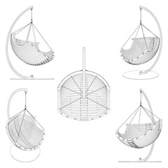 Hanging Swing Chair Vector. Seat Chair Illustration Isolated On White Background.