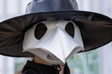 Plague Doctor Mask with Black Hat Costume