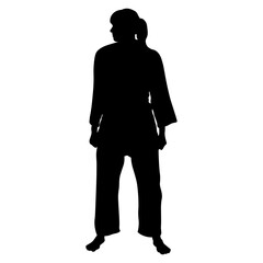 Silhouette of a Woman Karate Athlete.