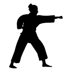 Silhouette of a Woman Karate Athlete.