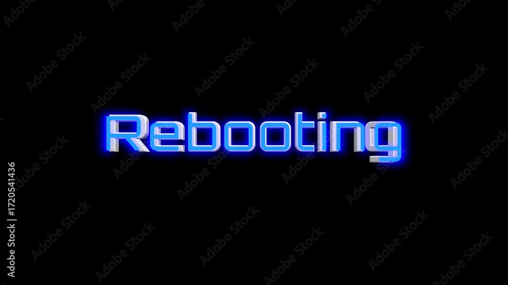 Poster 3d style rebooting text spinning animation with glowing effect