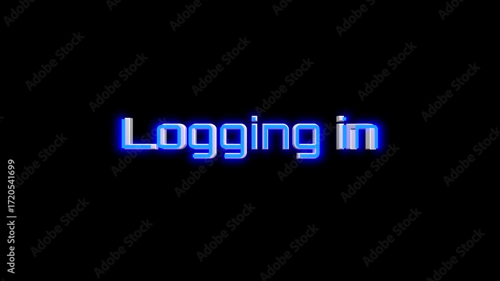 Fototapete 3d style logging in text spinning animation with glowing effect