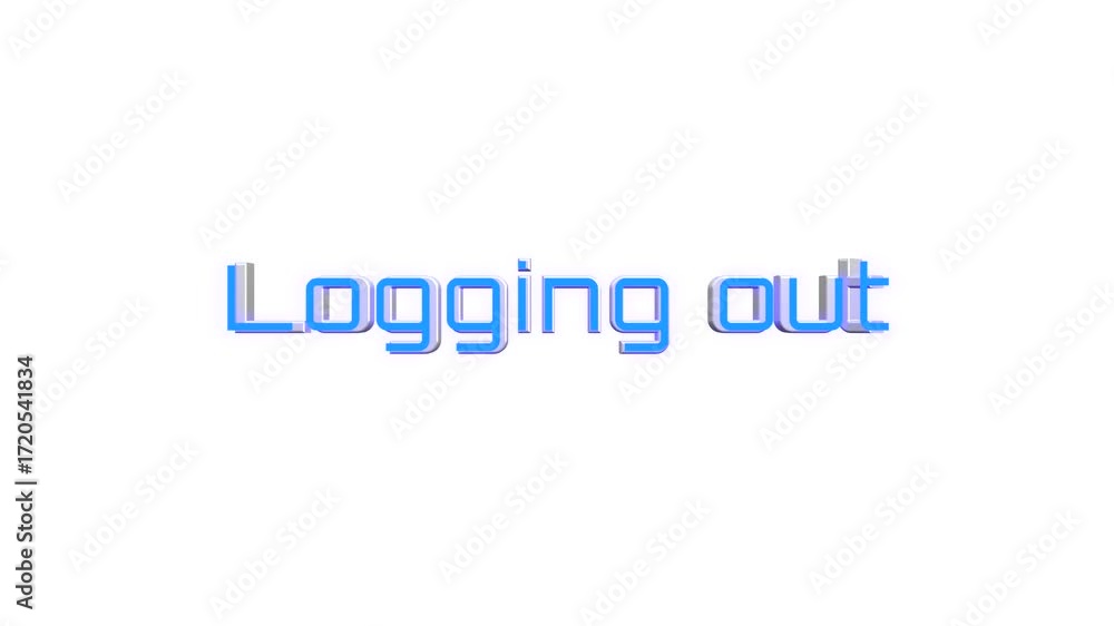 Poster 3d style logging out text spinning animation with glowing effect