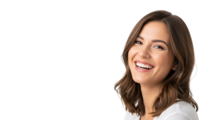 Happy beautiful young woman with a perfect smile isolated on white background creative illustration featuring happiness, woman,