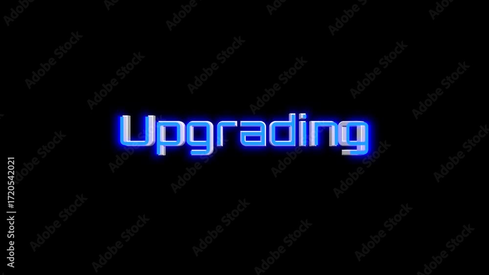 Poster 3d style upgrading text spinning animation with glowing effect