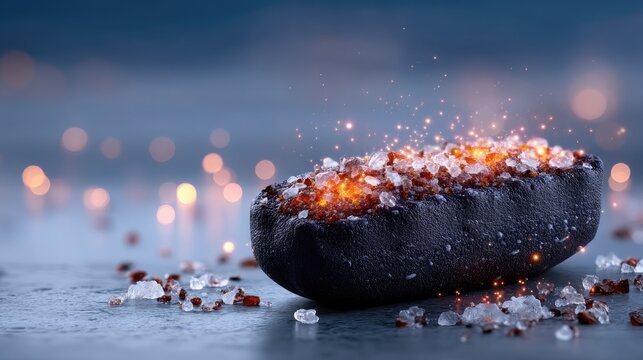 Cinematic Closeup of Black Sea Cucumber with Sparkling Accents and Reflected Light - Powered by Adobe