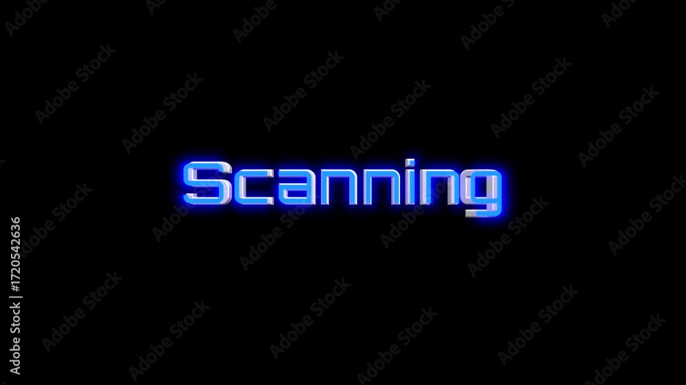 Aufkleber 3d style scanning text spinning animation with glowing effect
