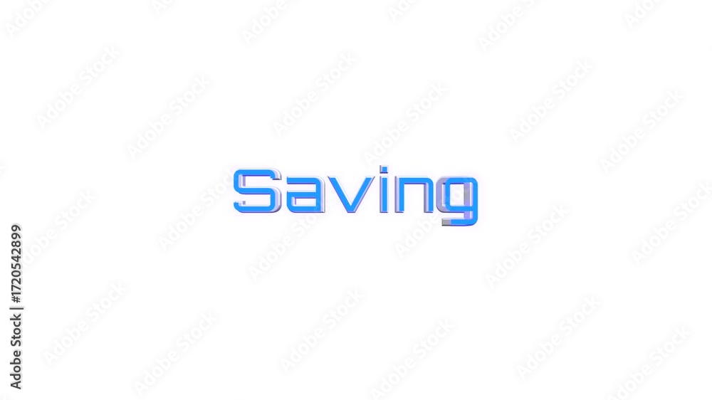 Poster 3d style saving text spinning animation with glowing effect