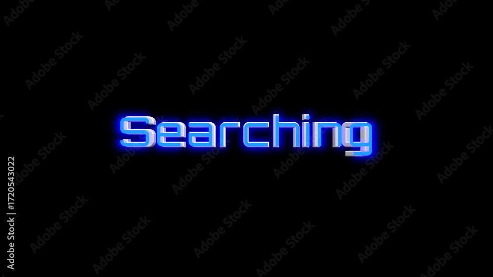 Poster 3d style searching text spinning animation with glowing effect