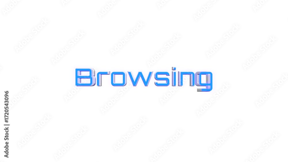 Poster 3d style browsing text spinning animation with glowing effect