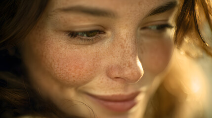 Fototapeta premium Portrait of a young woman with natural beauty and expressive eyes