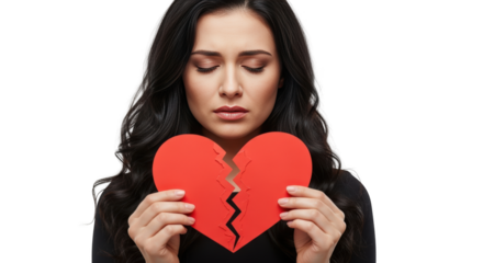 Sad Woman Holding Broken Heart creative illustration featuring sorrow, unhappy, despair, sad, cry, grief modern concept