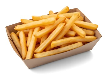 Crispy Golden French Fries in a Cardboard Tray.