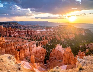 Breathtaking sunset over Bryce Canyon