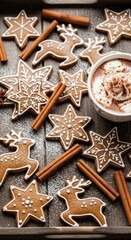 Homemade Christmas Gingerbread Cookies with Hot Chocolate.