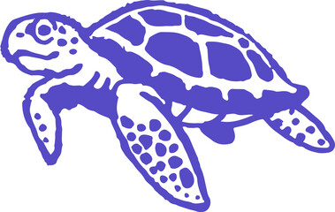 Fototapeta premium A stylized illustration of a sea turtle, depicted in shades of purple and white.