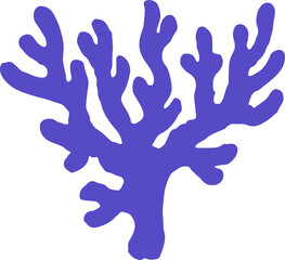 A simple, stylized purple silhouette of a branching sea coral or plant on a clean white background.