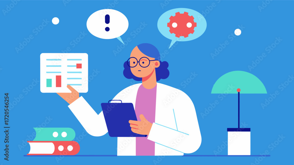 Aufkleber A scientist testing the effectiveness of a new memory training program for individuals with mild cognitive impairment tracking their progress over several months.. Vector illustration