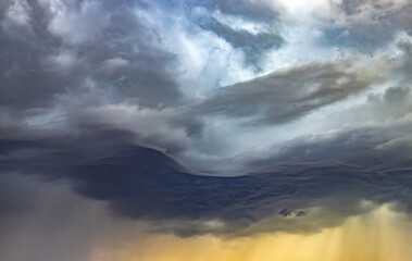 thunderstorm clouds at sunset
