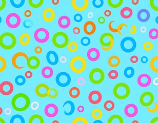 Bright colorful circles pattern on light blue background