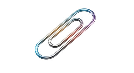 Colorful Neon Paperclip on Transparent Background Modern Office Supply