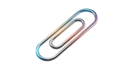 Colorful Neon Paperclip on Transparent Background Modern Office Supply
