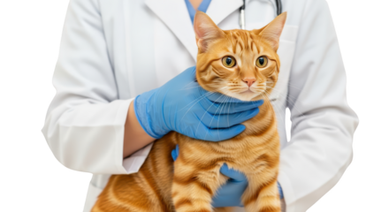 Veterinarian Examining an Orange Tabby Cat During a Routine Checkup creative illustration featuring health, hygiene, animal,