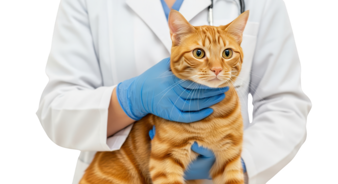 Veterinarian Examining an Orange Tabby Cat During a Routine Checkup creative illustration featuring health, hygiene, animal,