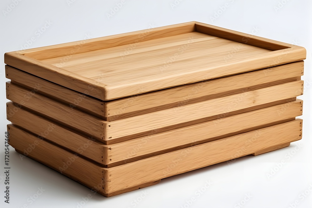 Poster Stack of beautiful wooden trays perfect for displaying products, serving guests, organizing essentials, or adding a touch of rustic charm to any space
