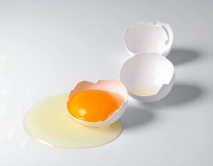 Broken egg on a white surface (1)