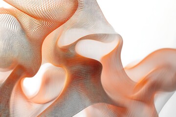Orange Wavy Fabric Mesh, Abstract Lines Pattern on Background Texture