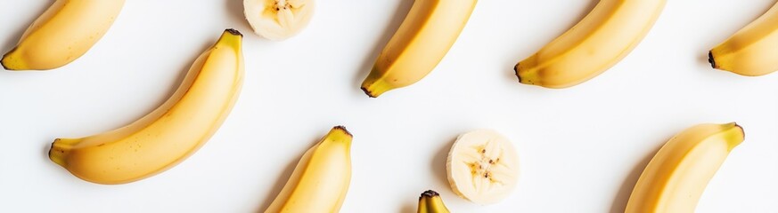 Fresh yellow bananas on white background.