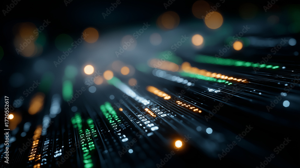 Poster digital fiber optics: a captivating view of digital fiber optics, where a luminous display of interc