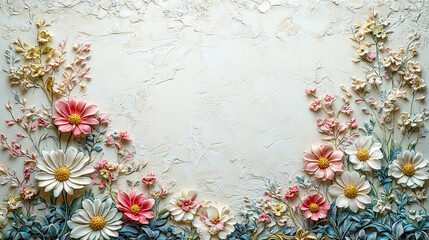 white background with floral frame