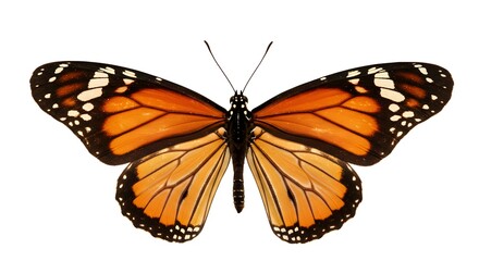 Fototapeta premium A close-up shot of a beautiful monarch butterfly, showcasing its vibrant orange and black wings