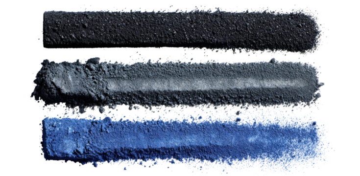 Three horizontal bars of dark shades of blue and black