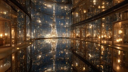 Reflective Mirage: Cityscape Illusion in Curvilinear Architecture