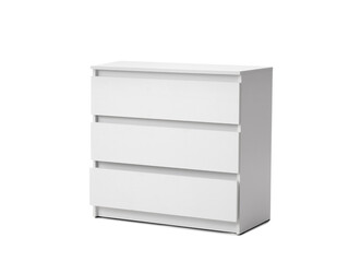 Stylish chest of drawers isolated on white background