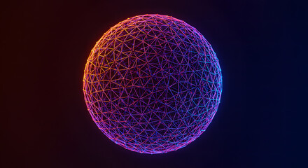 Geometric Mesh Sphere with Neon Glow