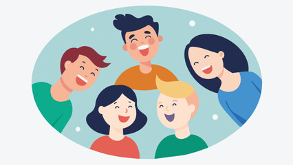 A circle of friends recounting their adventures and escapades from their youth. The groups laughter and storytelling bring back fond memories and strengthen their bond.. Vector illustration