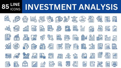 Investment Analysis line icons collection. Vector illustration set 