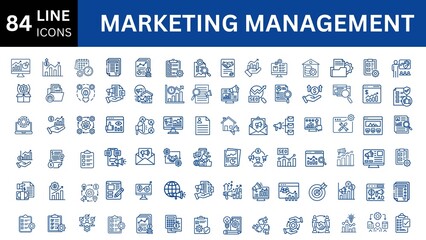 Marketing Management line icons collection. Vector illustration set