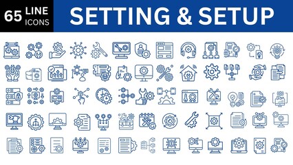 Setting And Setup line icon set.