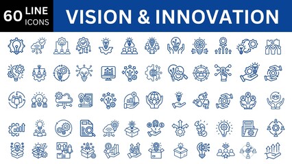 Vision & Innovation line icon set.