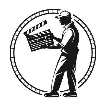 Director holding script silhouette