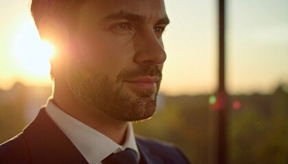 Man looks at the sunset