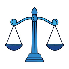 A striking illustration of blue justice scales, symbolizing fairness and balance, with clean lines and a modern design perfect for law, ethics, or legal themes.
