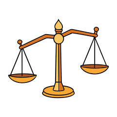 A pair of elegant golden justice scales, symbolizing fairness and balance, shining with polished perfection, representing law, equity, and impartial judgment.
