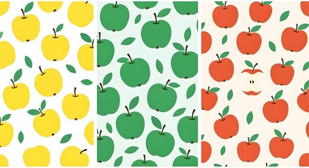 Apple pattern seamless vector background yellow green red fruit